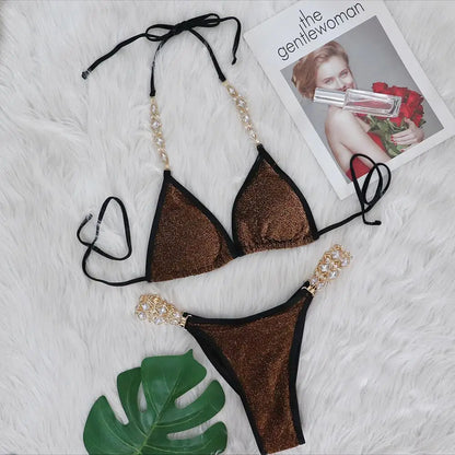 Maillot de bain fendu de plage, bikini en diamant cristal, vente chaude, usine, en stock, bijoux, maillots de bain pour femmes