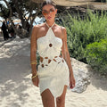 Wholesale Custom Sleeveless Knitted Long Beachwear Swimsuit Bikini Cover up Middle Length Crochet Dress Skirt