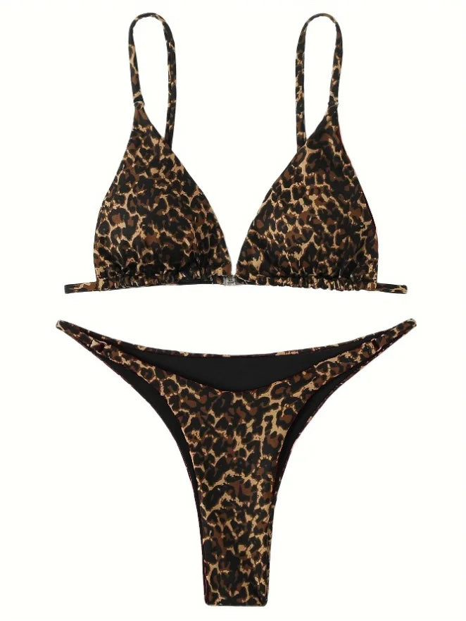 2025 Micro Leopard Bikini Women High Cut Bandage Push up Swimsuit Sexy Bathing Suit Padded Thong Swimwear Summer Beach Vacation