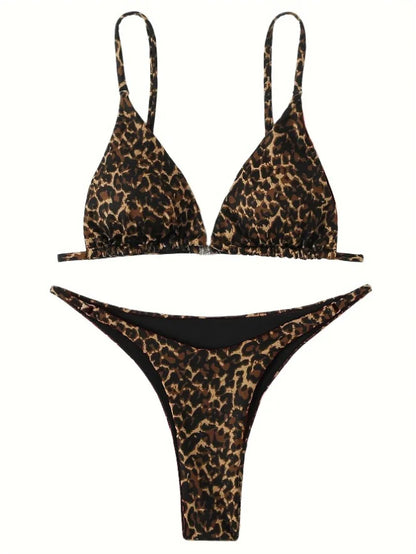 2025 Micro Leopard Bikini Women High Cut Bandage Push up Swimsuit Sexy Bathing Suit Padded Thong Swimwear Summer Beach Vacation