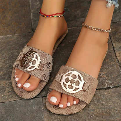 Women's Lightweight Beach Sandals Plus Size Thick Bottom Metal Buckle for Slippers Trade Quality for Slippers for Ladies