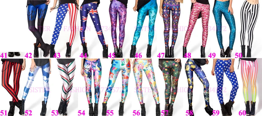 Estate Donna Sirena Stampata Galaxy Leggings Animale Paperino Personaggi dei cartoni animati Pantaloni legging Leggins al latte nero G L-1467