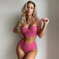 Women's New Style Plaid Printed Swimsuit Tight Sexy High Waist Split Beach Bikini
