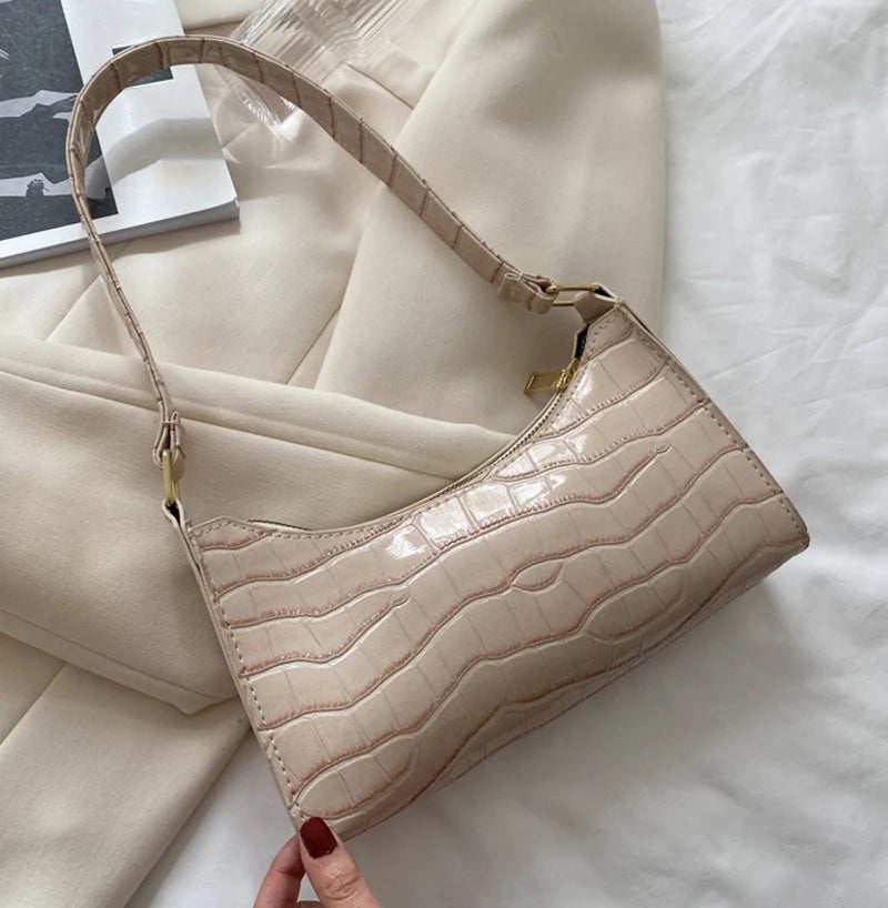 Borse in pelle PU moda per donna Borsa da ascella modello alligatore Borsa da donna piccola borsa a tracolla sotto le ascelle