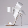 Satin Heeled Sandals Big Bow Stiletto Heels Women 2021 Female Shoes