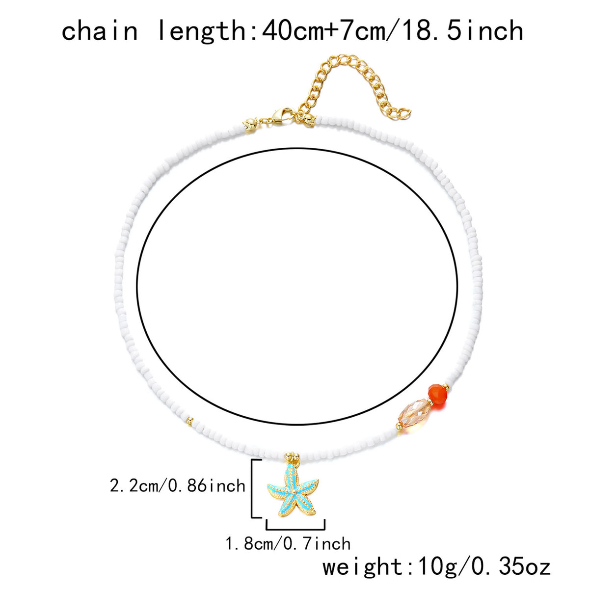 Collana con ciondolo stella marina con perline di riso bohémien per donna, fatta a mano, perla d'imitazione, girocollo con perline colorate, gioielli da spiaggia estiva