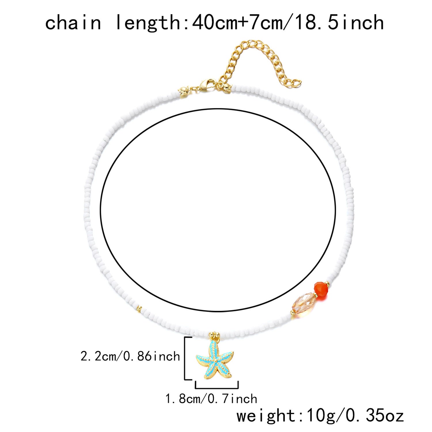 Collana con ciondolo stella marina con perline di riso bohémien per donna, fatta a mano, perla d'imitazione, girocollo con perline colorate, gioielli da spiaggia estiva