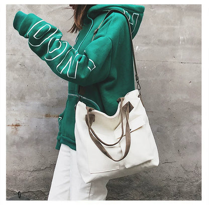Borse di tela di moda Borsa per studenti Borsa a tracolla Borsa a tracolla di grande capacità in tinta unita Borsa shopper Borsa a tracolla femminile casual 2025