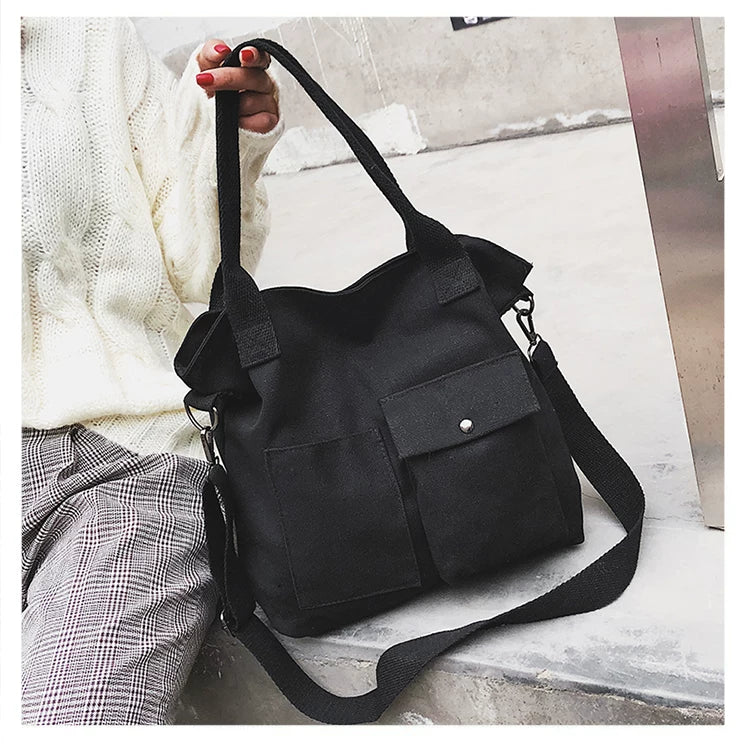Borse di tela di moda Borsa per studenti Borsa a tracolla Borsa a tracolla di grande capacità in tinta unita Borsa shopper Borsa a tracolla femminile casual 2025