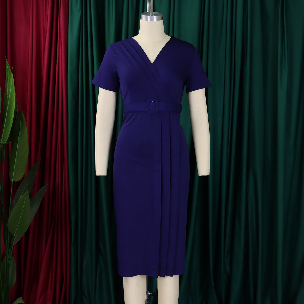 Abito aderente elegante da donna maniche corte avvolgente scollo a V cintura in vita modesta abito da chiesa abiti estivi femminili abiti di classe africani