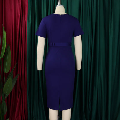 Abito aderente elegante da donna maniche corte avvolgente scollo a V cintura in vita modesta abito da chiesa abiti estivi femminili abiti di classe africani