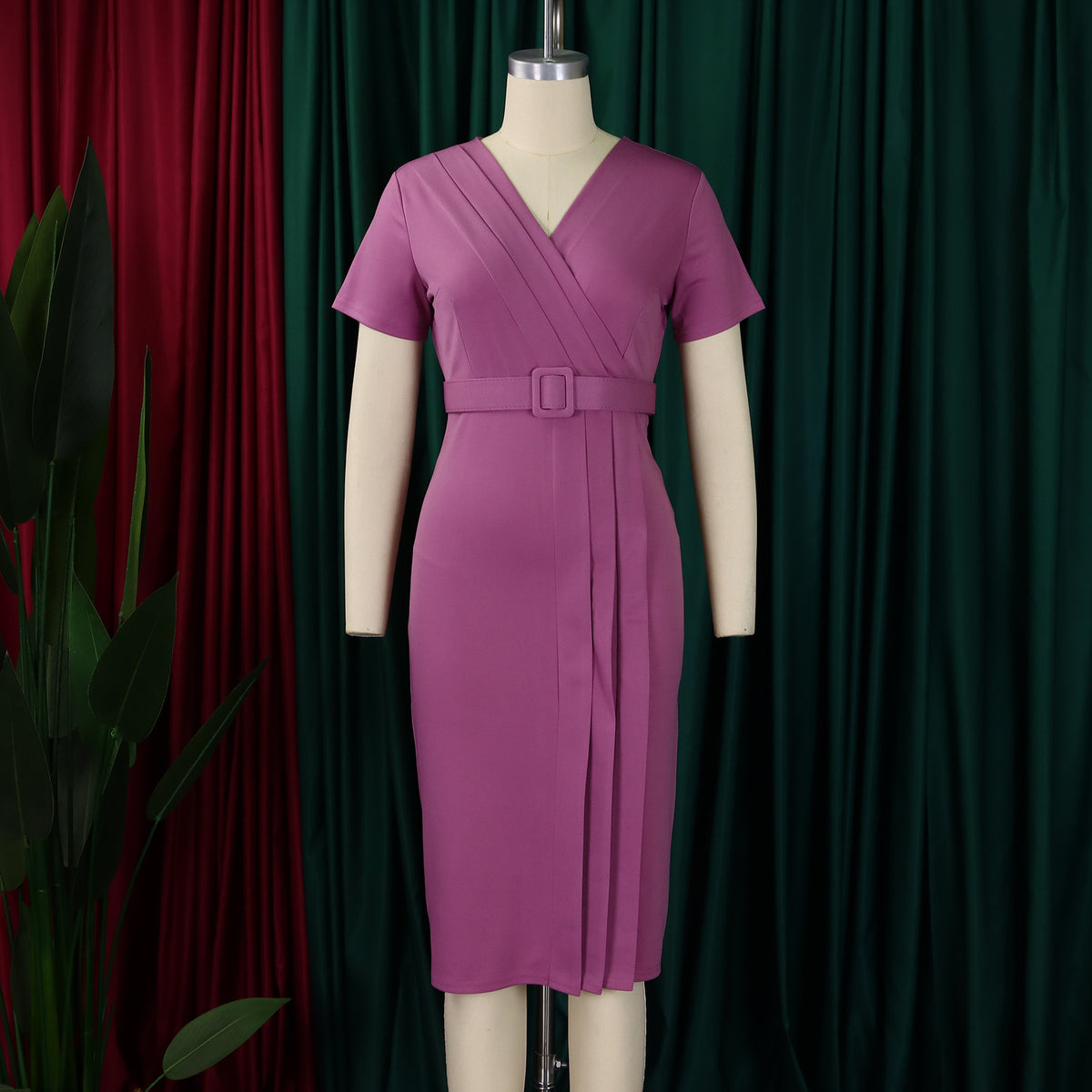Abito aderente elegante da donna maniche corte avvolgente scollo a V cintura in vita modesta abito da chiesa abiti estivi femminili abiti di classe africani