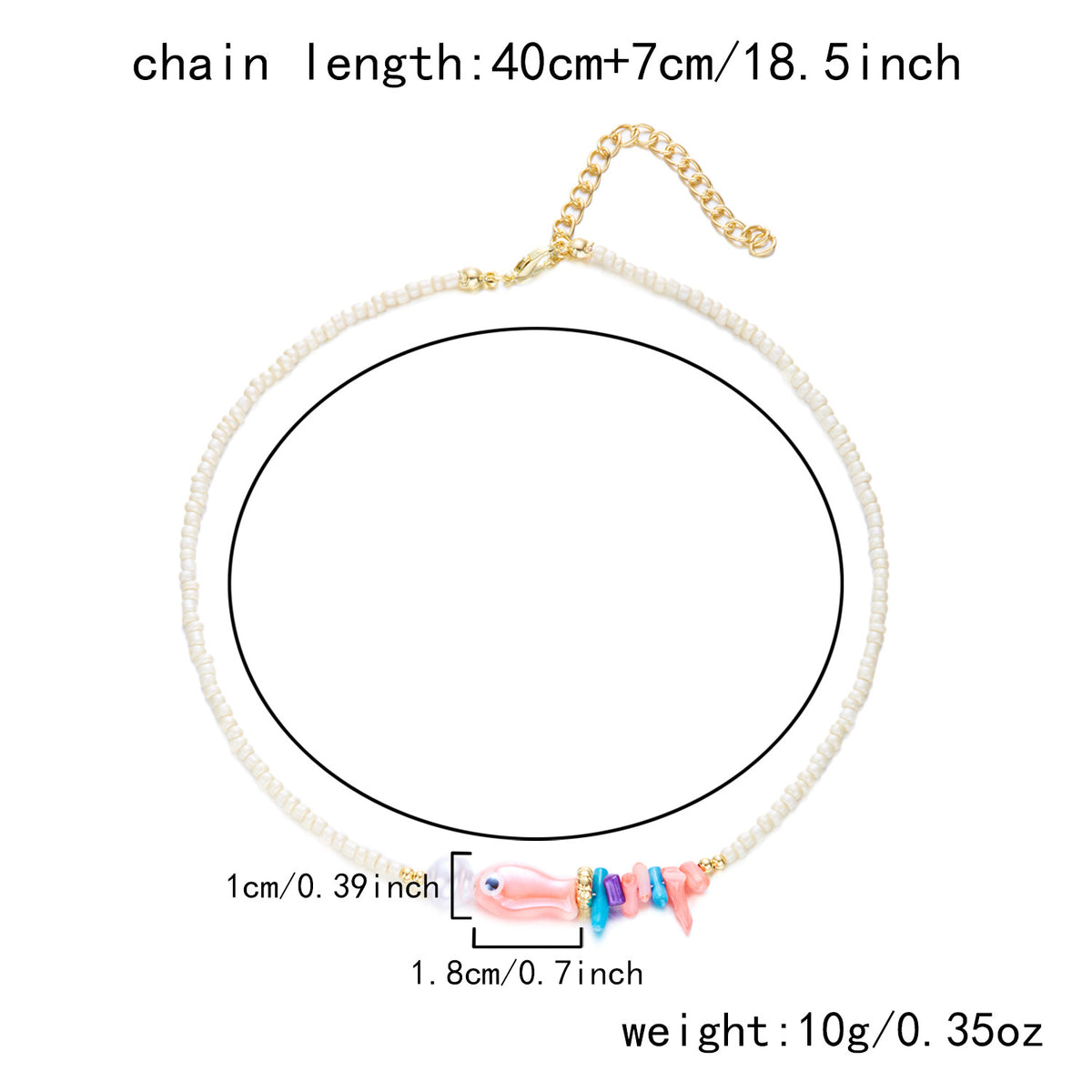 Collana con ciondolo stella marina con perline di riso bohémien per donna, fatta a mano, perla d'imitazione, girocollo con perline colorate, gioielli da spiaggia estiva