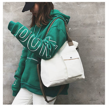 Borse di tela di moda Borsa per studenti Borsa a tracolla Borsa a tracolla di grande capacità in tinta unita Borsa shopper Borsa a tracolla femminile casual 2025
