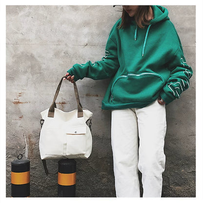 Borse di tela di moda Borsa per studenti Borsa a tracolla Borsa a tracolla di grande capacità in tinta unita Borsa shopper Borsa a tracolla femminile casual 2025