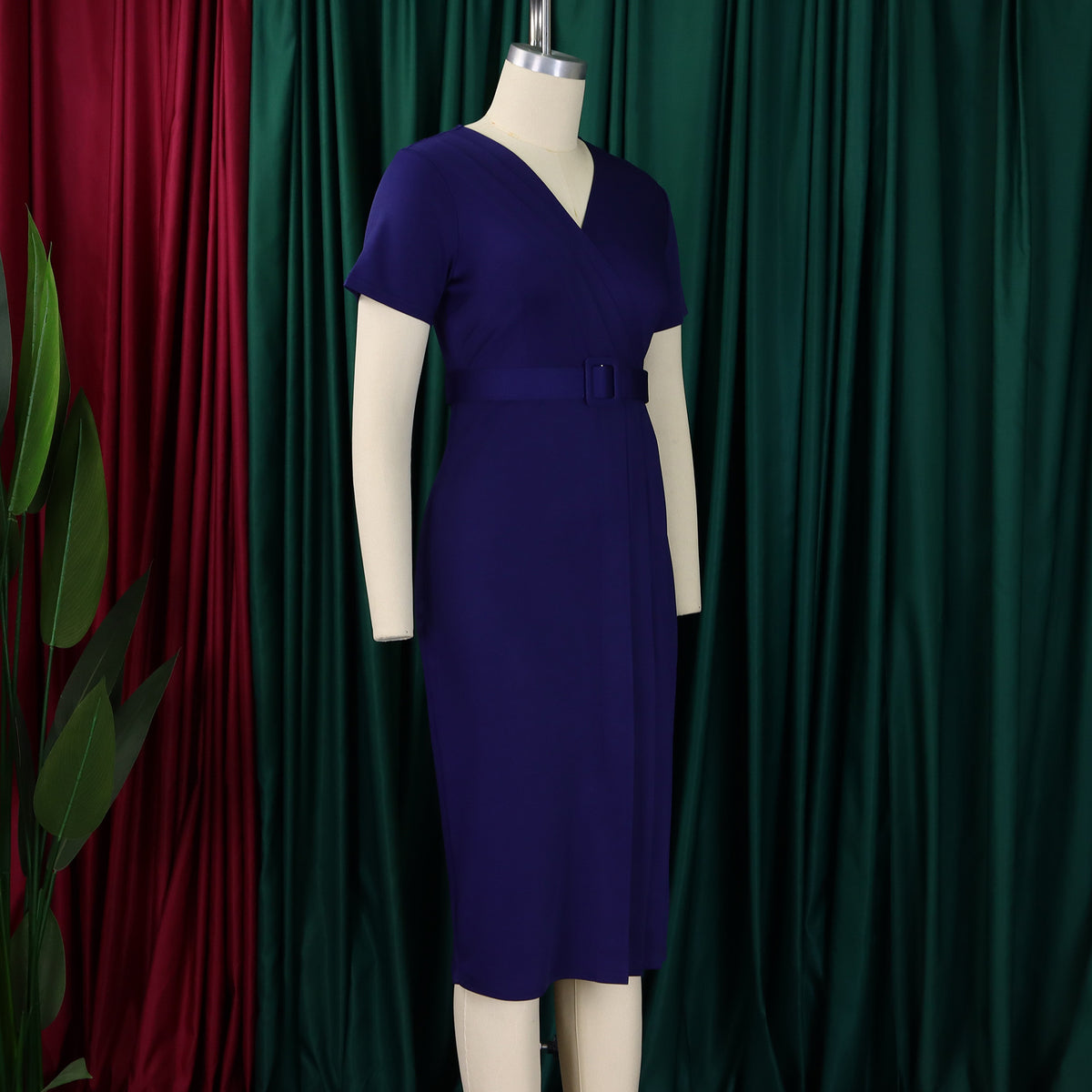 Abito aderente elegante da donna maniche corte avvolgente scollo a V cintura in vita modesta abito da chiesa abiti estivi femminili abiti di classe africani