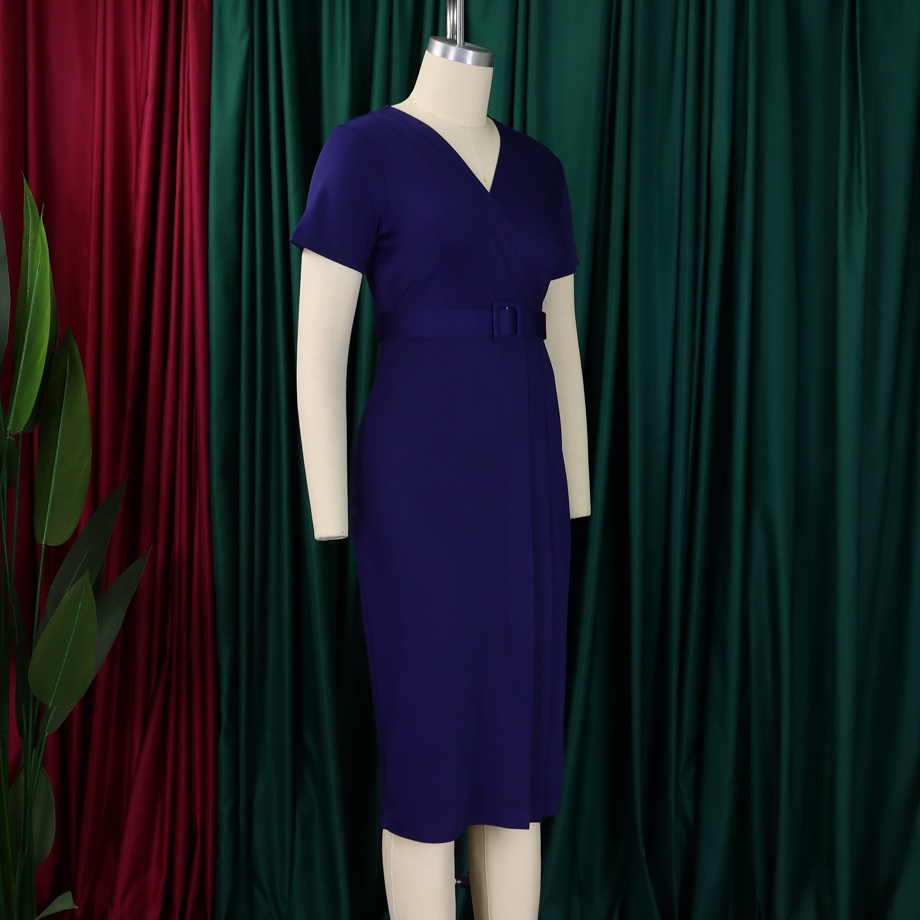 Abito aderente elegante da donna maniche corte avvolgente scollo a V cintura in vita modesta abito da chiesa abiti estivi femminili abiti di classe africani