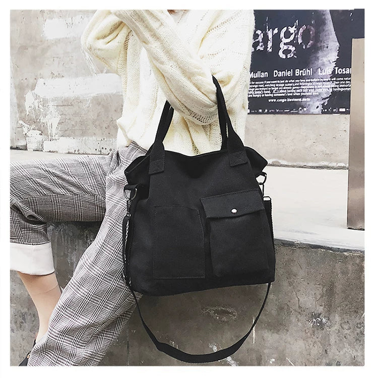Borse di tela di moda Borsa per studenti Borsa a tracolla Borsa a tracolla di grande capacità in tinta unita Borsa shopper Borsa a tracolla femminile casual 2025