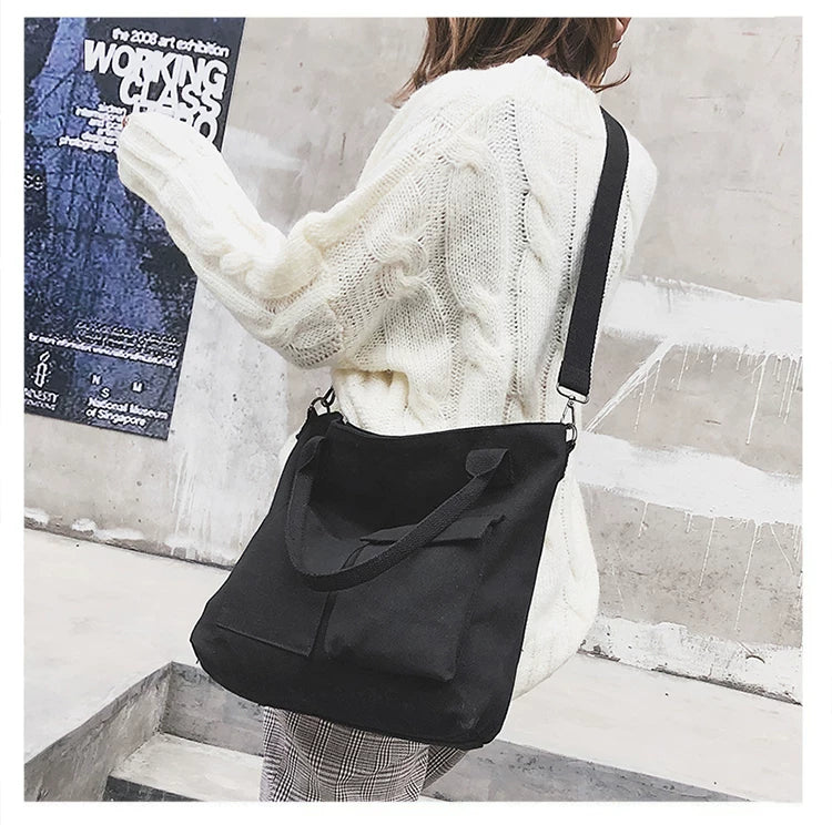 Borse di tela di moda Borsa per studenti Borsa a tracolla Borsa a tracolla di grande capacità in tinta unita Borsa shopper Borsa a tracolla femminile casual 2025