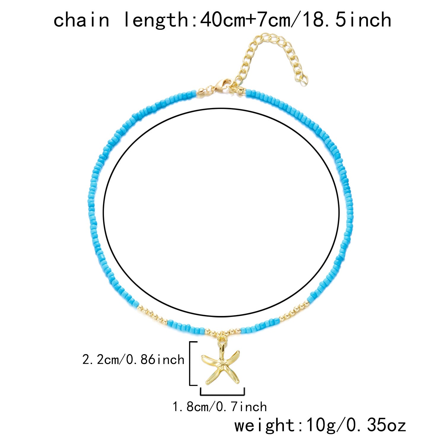 Collana con ciondolo stella marina con perline di riso bohémien per donna, fatta a mano, perla d'imitazione, girocollo con perline colorate, gioielli da spiaggia estiva
