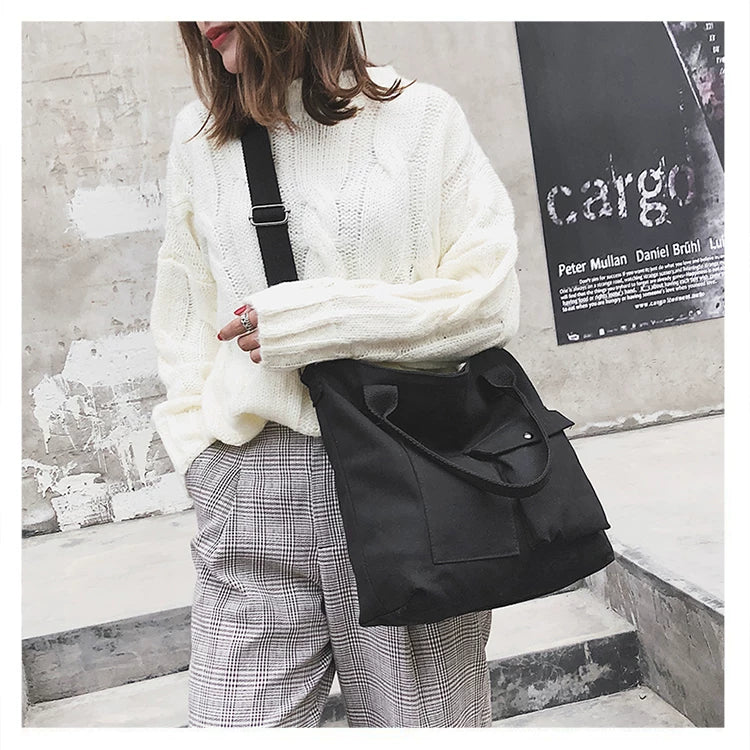 Borse di tela di moda Borsa per studenti Borsa a tracolla Borsa a tracolla di grande capacità in tinta unita Borsa shopper Borsa a tracolla femminile casual 2025