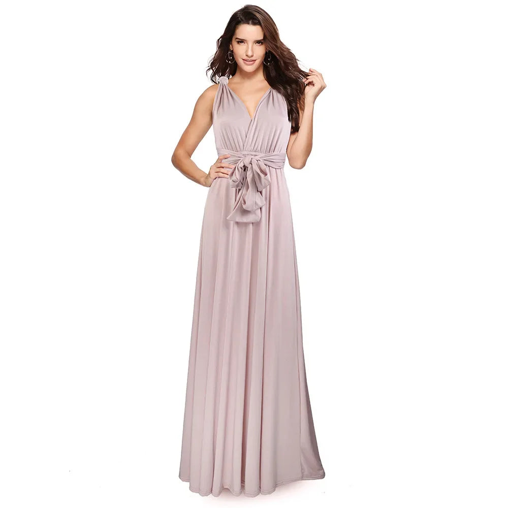 Abito formale da donna elegante da sera lungo con scollo a V profondo abito convertibile multistrato maxi abiti greci abito da festa di nozze