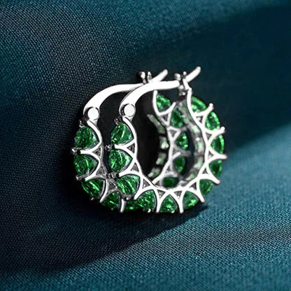 Huitan Orecchini a cerchio da donna unici intarsiati con zirconi brillanti Accessori speciali alla moda Gioielli per la festa nuziale quotidiana