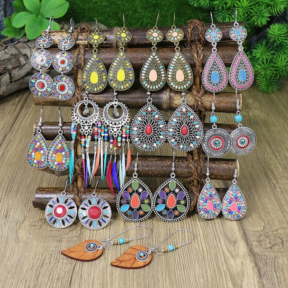 Orecchini da donna multi-stile stile Boho Forma geometrica Ciondola i gioielli dell'orecchio abbinano vari regali per decorazioni per feste