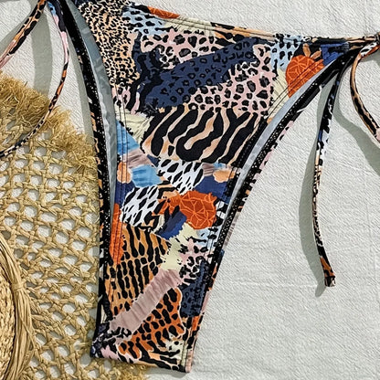 Nouveau maillot de bain bikini à col suspendu 2026 pour femmes, ensemble de bikini de vacances à la source chaude, maillot de bain pour adultes avec coussin de poitrine, sans support en acier