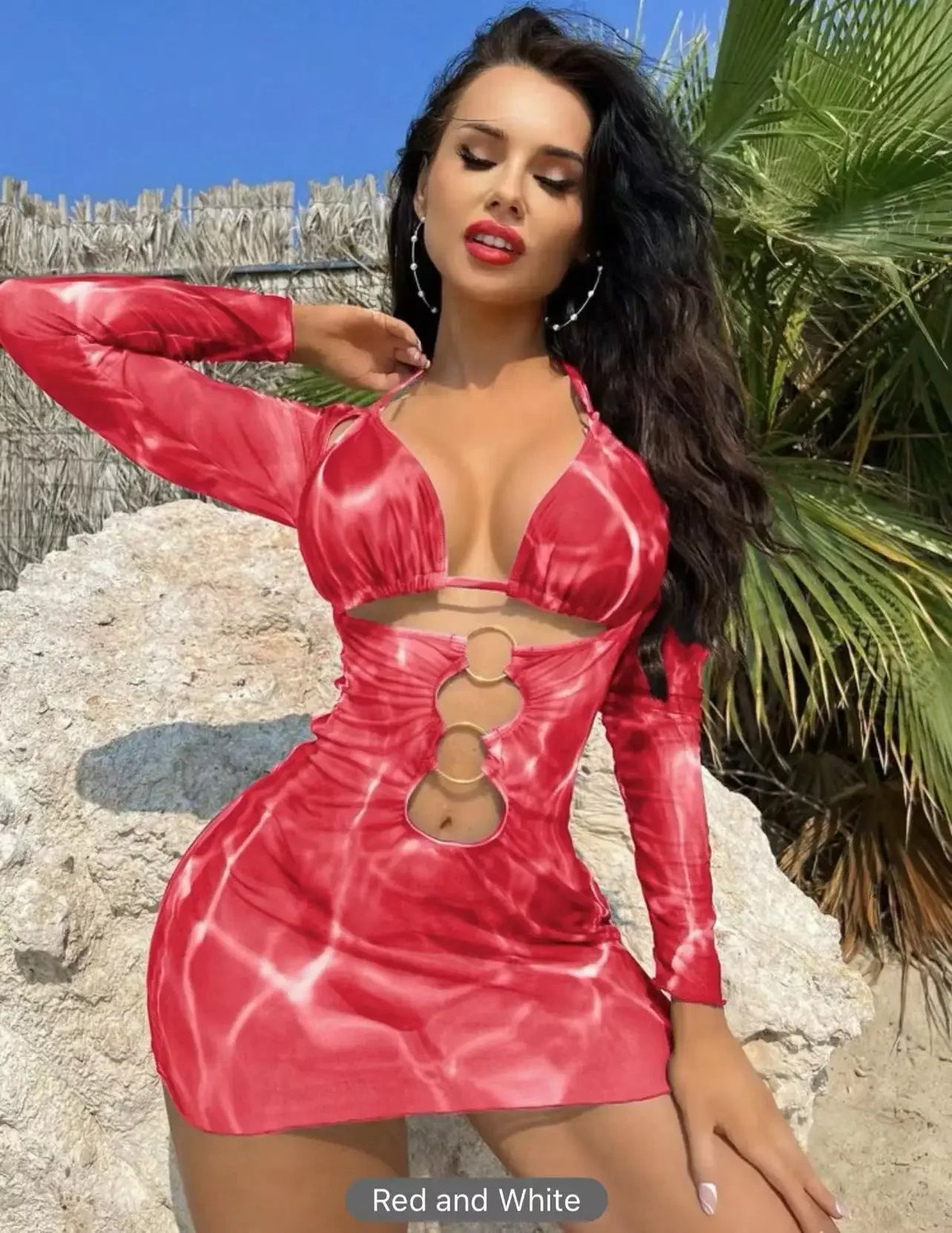 2024 3 pezzi Anello Link Stampa Costumi da bagno Donna Triangolo Bikini Femminile Halter Costume da bagno Beachwear Costume da bagno Dare un regalo