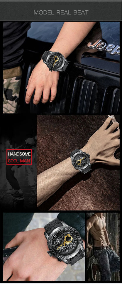 BIDEN impermeabile sport uomo orologi Dragon Design orologio al quarzo per uomo cinturino in Silicone orologio da polso orologio maschile Relogio Masculino