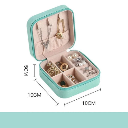 Mini scatola portaoggetti portatile per gioielli, organizer da viaggio, custodia per gioielli, orecchini in pelle, collana, anello, espositore per gioielli
