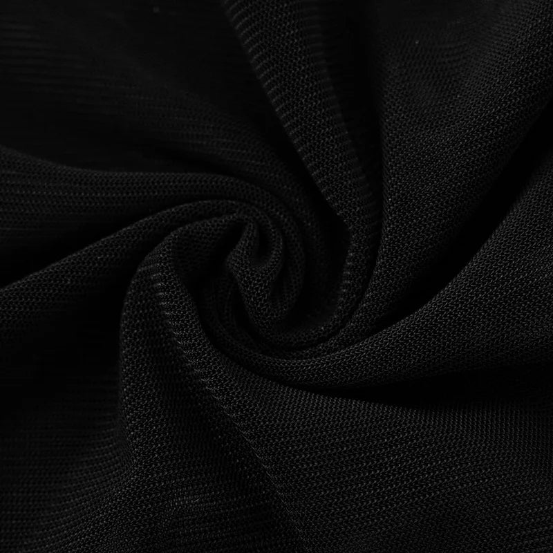 DSMTRC Donna Moda Collo alto Abito Maglia Manica lunga Mini abito Party Evening Club Abiti Sexy Cut-Out Corsetto Abiti aderenti