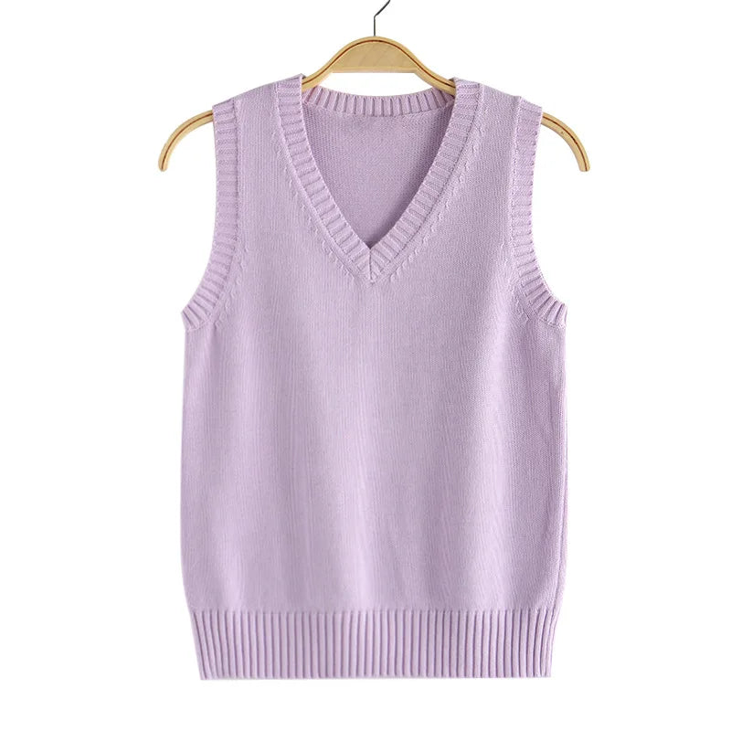 Stile Preppy Adolescente Scuola Ragazze Uniforme Maglioni senza maniche Gilet lavorato a maglia Studenti Y2K Lolita Pullover Gilet Donna JK Top