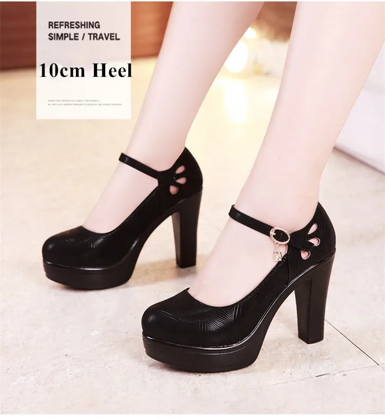 Plus Size 32-43 Block Heel Platform Shoes Women Pumps 2025 Spring High Heels Shoes Ladies Office Shoe Elegant Wedding Shoes