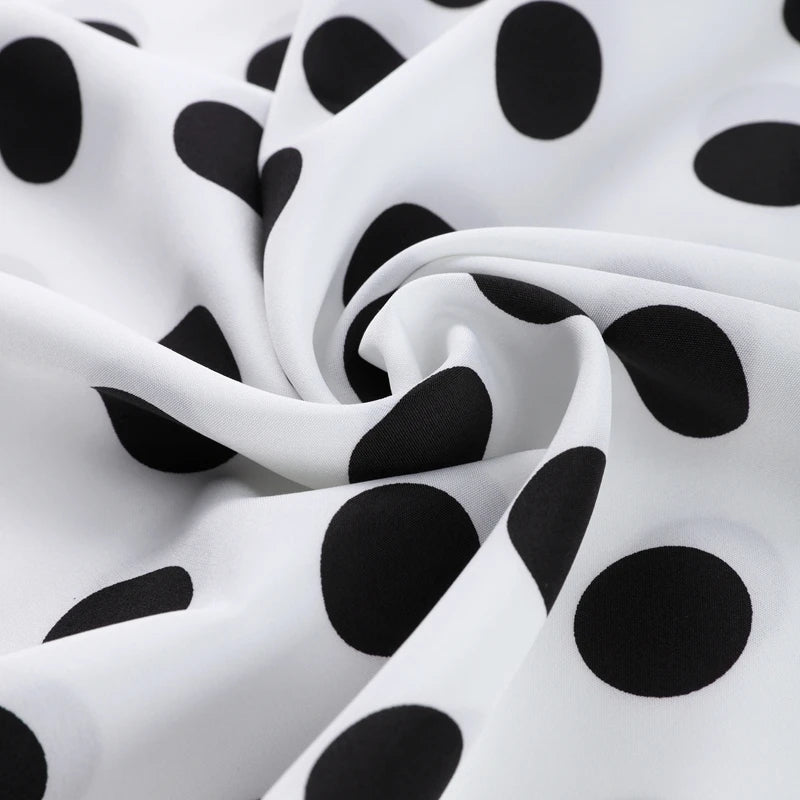 Abito a pois alla moda da donna, slim, a maniche lunghe, girocollo, a vita alta, lungo fino al pavimento, Nuova Collezione Primavera Estate 2026, Stile Bohemien