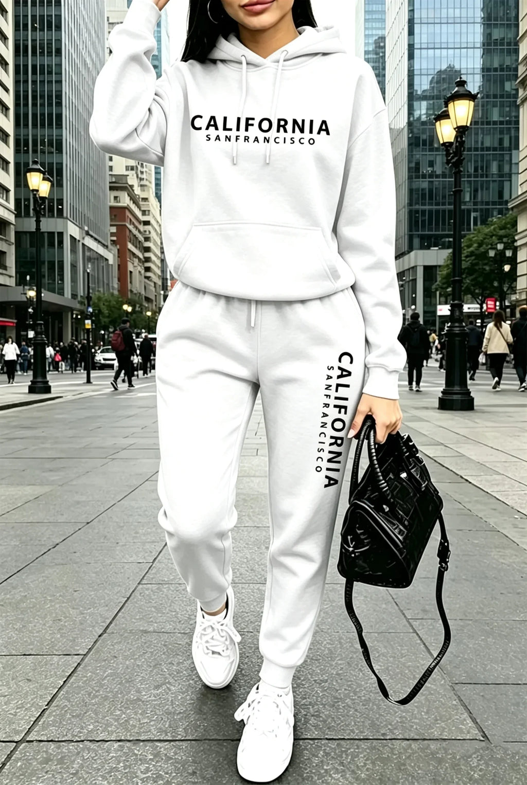 Abbigliamento da donna per l'autunno e l'inverno, tute casual con cappuccio, abbigliamento sportivo da esterno, jogging, vendite calde, felpa con cappuccio e pantaloni coordinati