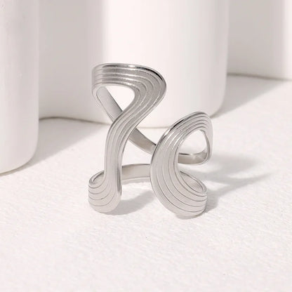 Anello personale grande in acciaio inossidabile antiruggine, elegante, creativo, minimalista, in metallo, gioielli impermeabili per le donne