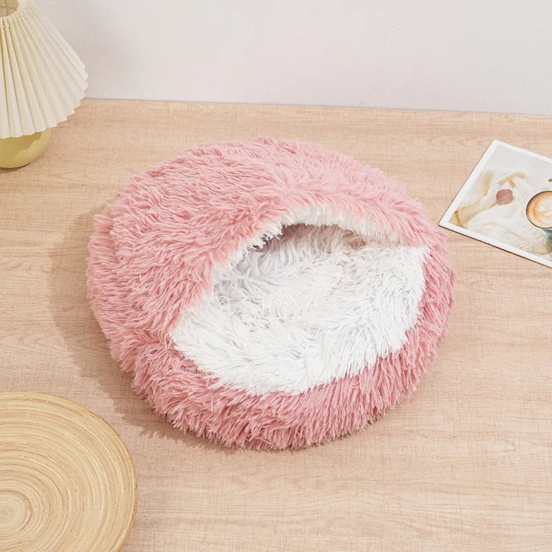 Winter Plush Pet Cat Bed Round Cat Cushion Cat House 2 in 1 Warm Cat Basket Pet Sleep Bag Cat Nest Kennel for Small Dog Suit New