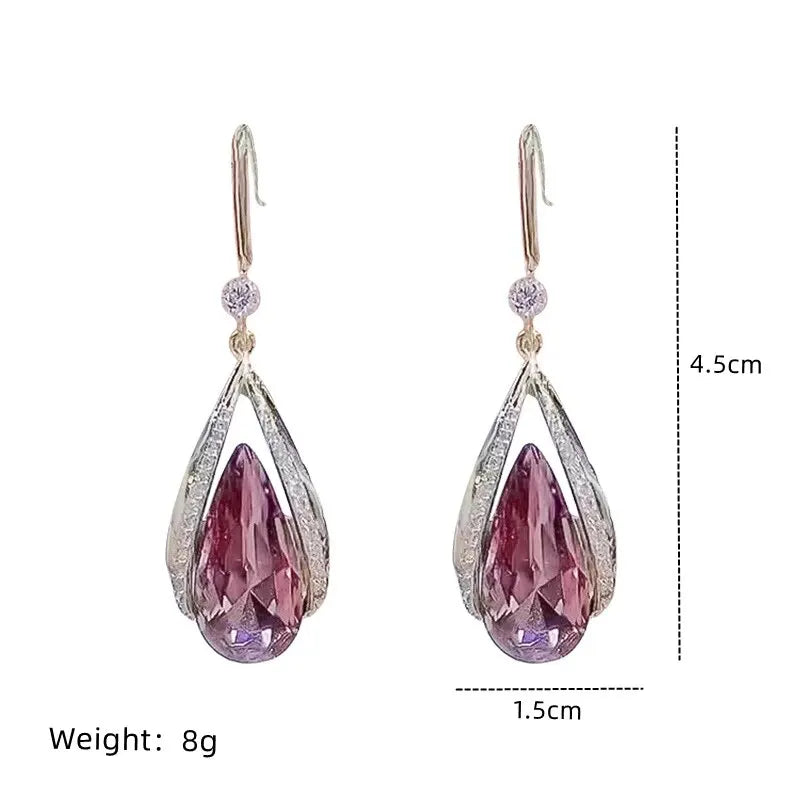1 paio di orecchini di diamanti in vetro con perle d'imitazione d'amore in lega placcata oro di lusso leggero e vento freddo
