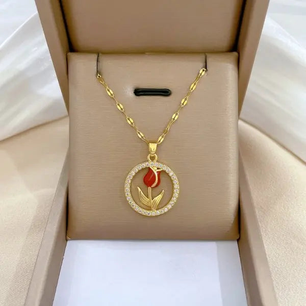 Squisito micro intarsiato zircone farfalla nappa collana per le donne gioielli girocollo in acciaio inossidabile luna farfalla fiore clavicola