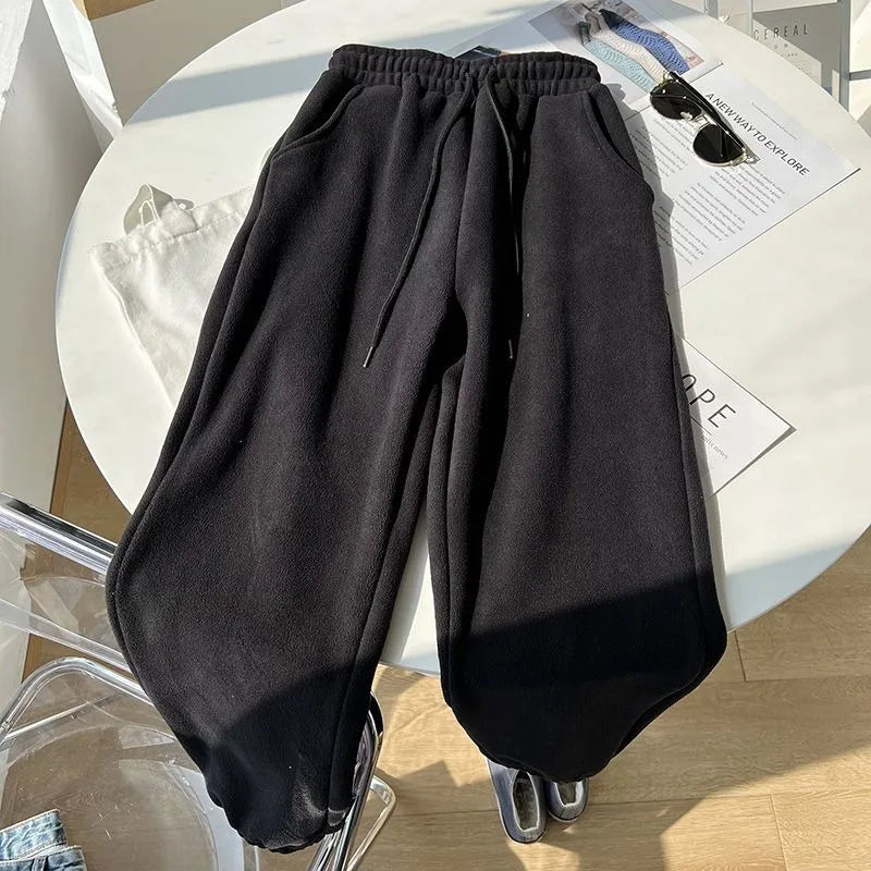 Pantaloni invernali spessi e caldi da donna Pantaloni Harem in pile polare a doppia faccia caldi Pantaloni lunghi larghi comodi a vita alta sportivi casual