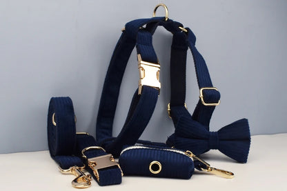 Set di collare e guinzaglio per cani in velluto a coste blu violaceo, con targhetta personalizzata incisa, accessori per animali domestici, guinzaglio per cani in velluto a coste17