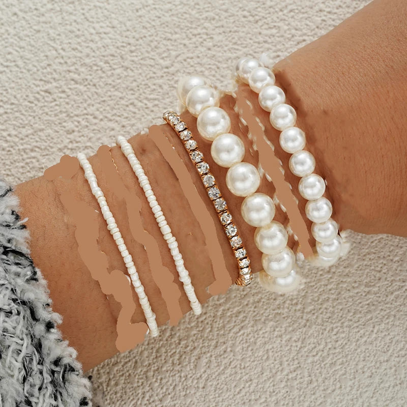 8 pezzi set di braccialetti con ciondolo fiore margherita vintage per le donne braccialetti di perle di cuore di stella di smalto con perline di Boemia regali di gioielli alla moda