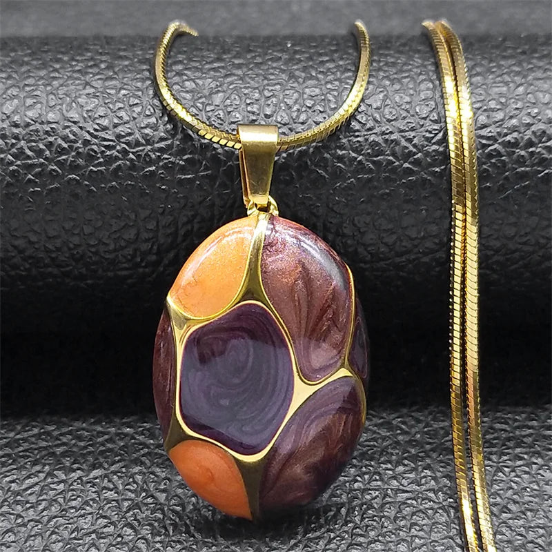 Collane con ciondolo con ciondolo rosa per donne Ragazze Acciaio inossidabile Colore oro Catena femminile alla moda Boho Collare con gioielli regalo NZZZ387S1
