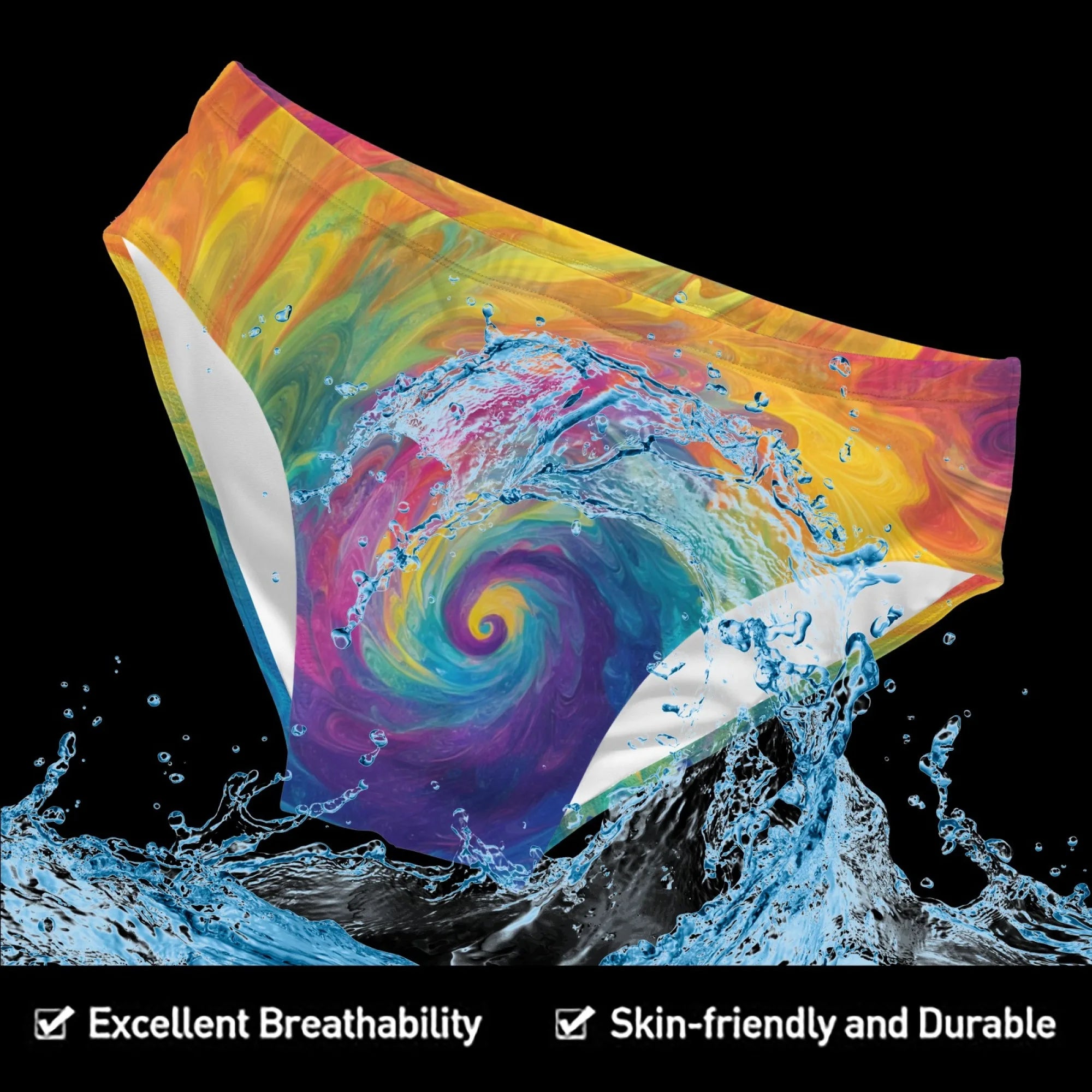 Rainbow Swirl Sexy Badehose für Herren Leichte, bequeme Herren-Slips Poolparty Strand Surfshorts Sexy Bikini-Badebekleidung