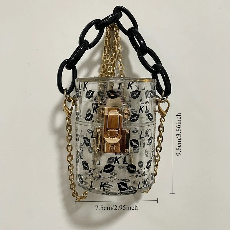 Borsa rossa con bocca in metallo moda per donna borse a tracolla in oro di alta qualità Designer borsa a tracolla scavata borsa da pranzo carina