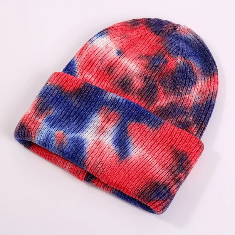 Unisex Cool Winter uomo donna gradiente Tie Dye Hat Skullies berretti acrilico Stretch Knit Sport antivento caldo cappellino corto melone R80