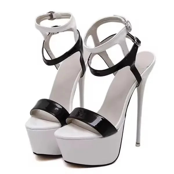 Aneikeh Vendite Calde 2026 Stile Estivo Sexy 16 Centimetri Sandali Delle Donne Tacchi Alti Open Toe Fibbie Discoteca Partito Scarpe Nero Grande Formato 15