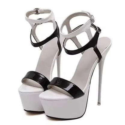 Aneikeh Vendite Calde 2026 Stile Estivo Sexy 16 Centimetri Sandali Delle Donne Tacchi Alti Open Toe Fibbie Discoteca Partito Scarpe Nero Grande Formato 15